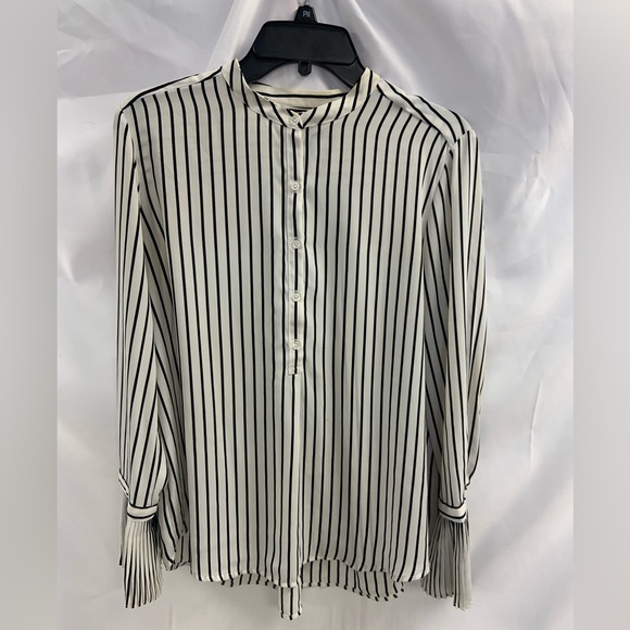 Ann Taylor Factory White and Black Long Sleeve Blouse - Picture 1 of 5
